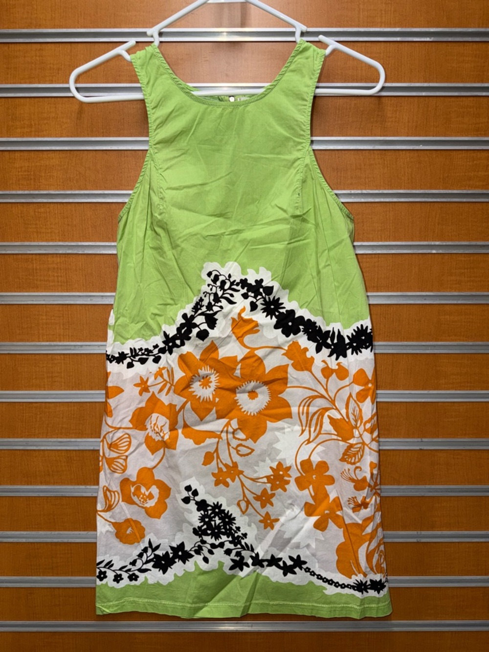 Studio M Lime Green and Orange Floral Midi Dress